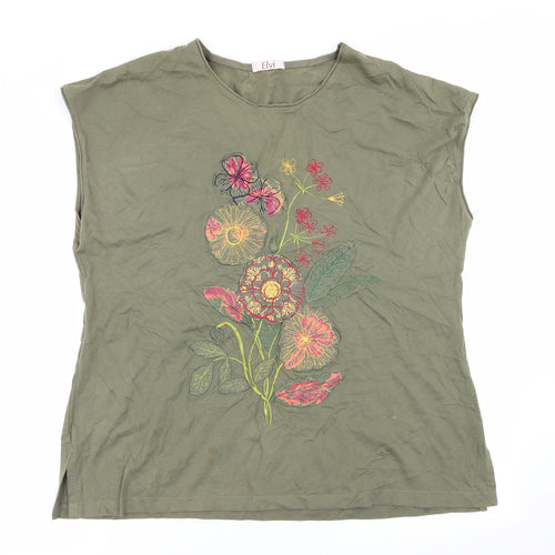ELVI Womens Green   Basic T-Shirt Size M