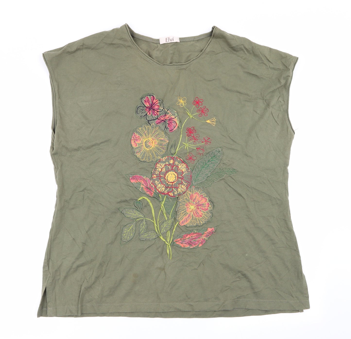ELVI Womens Green   Basic T-Shirt Size M