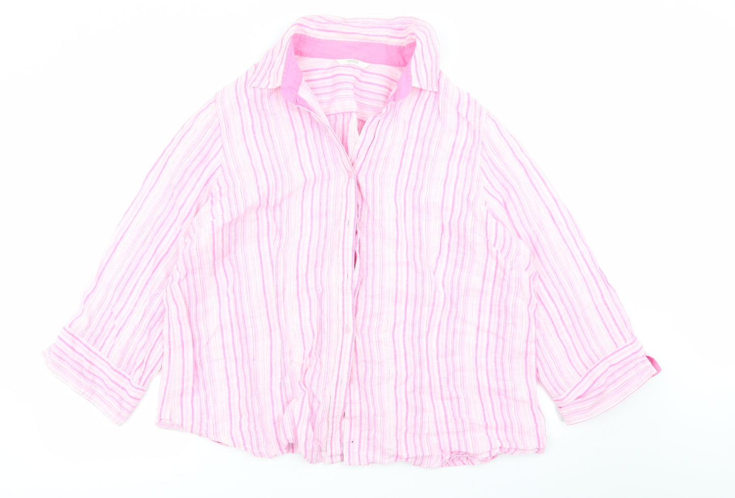 M&S Womens Pink Striped  Basic Button-Up Size 20