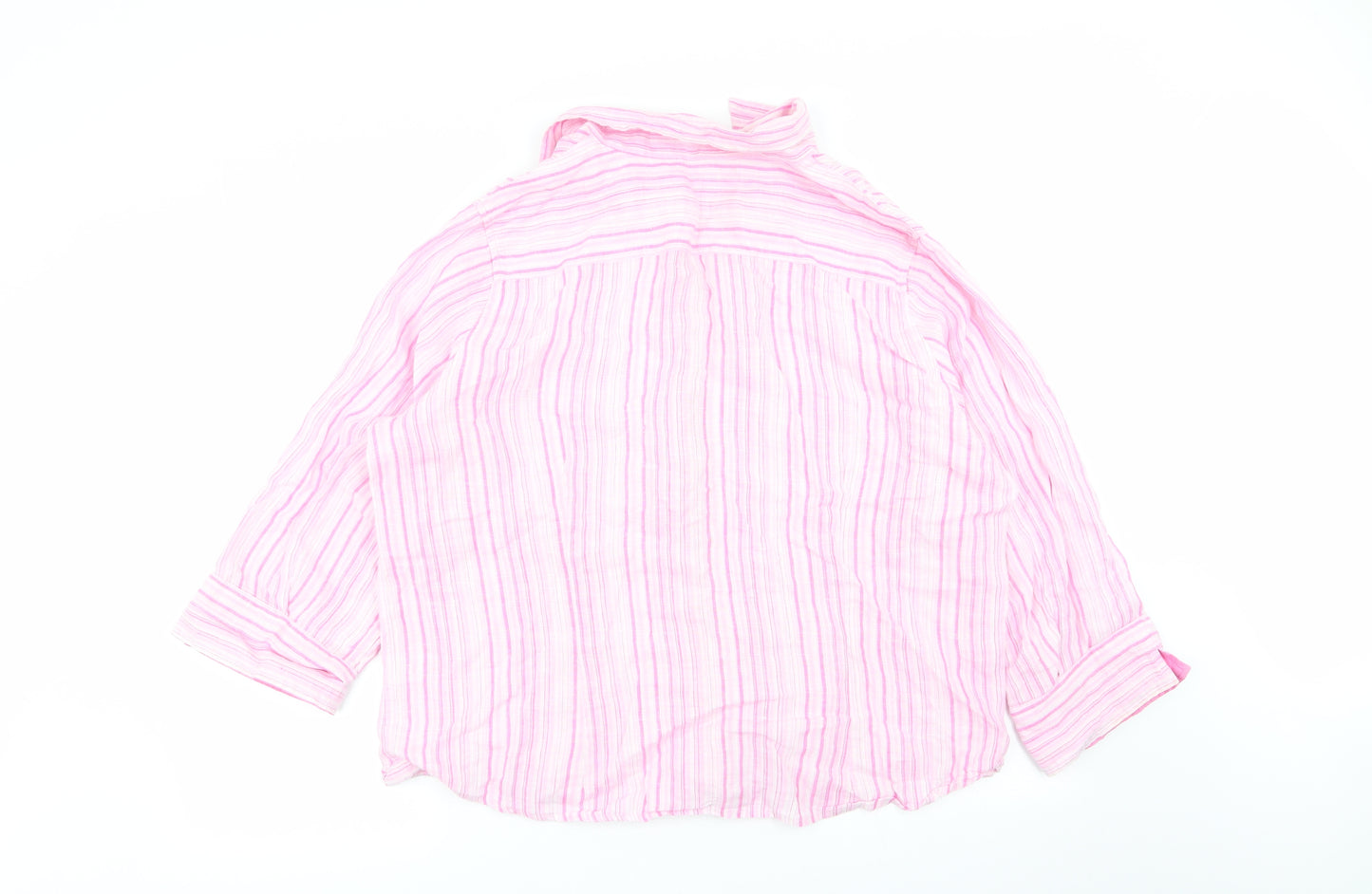 M&S Womens Pink Striped  Basic Button-Up Size 20