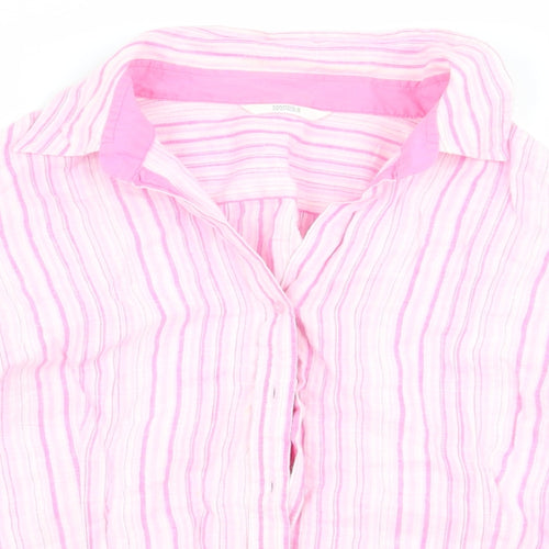 M&S Womens Pink Striped  Basic Button-Up Size 20