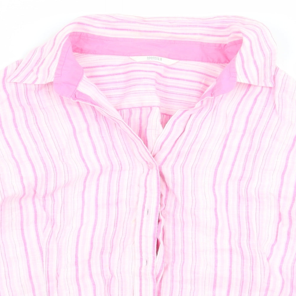 M&S Womens Pink Striped  Basic Button-Up Size 20