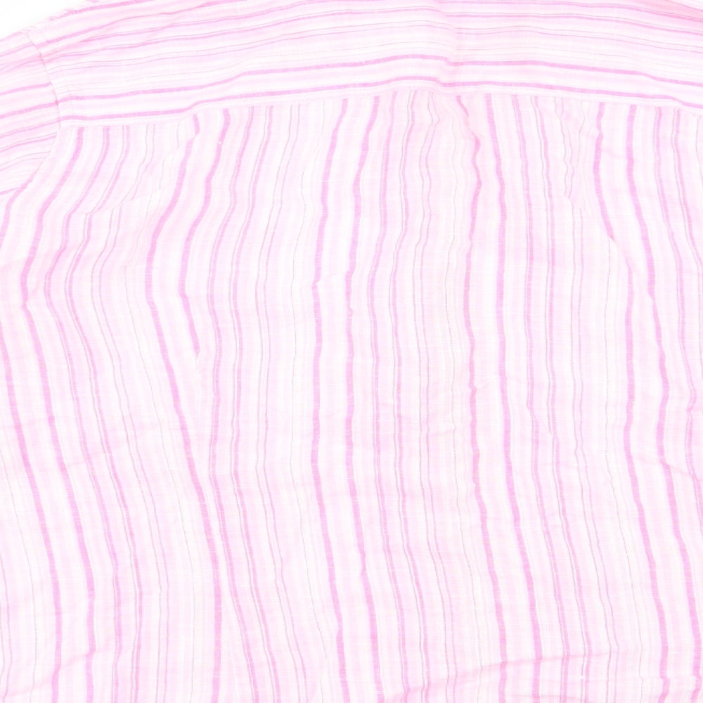 M&S Womens Pink Striped  Basic Button-Up Size 20