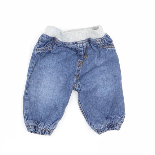 F&F Boys Blue   Cargo Trousers Size 3-6 Months