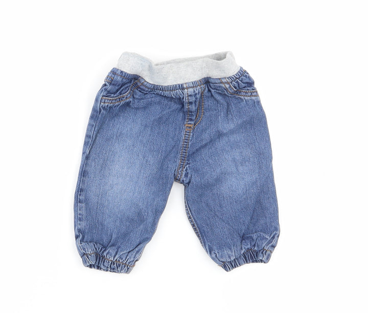 F&F Boys Blue   Cargo Trousers Size 3-6 Months