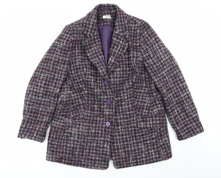 Damart Womens Multicoloured Geometric Overcoat Coat Size 16