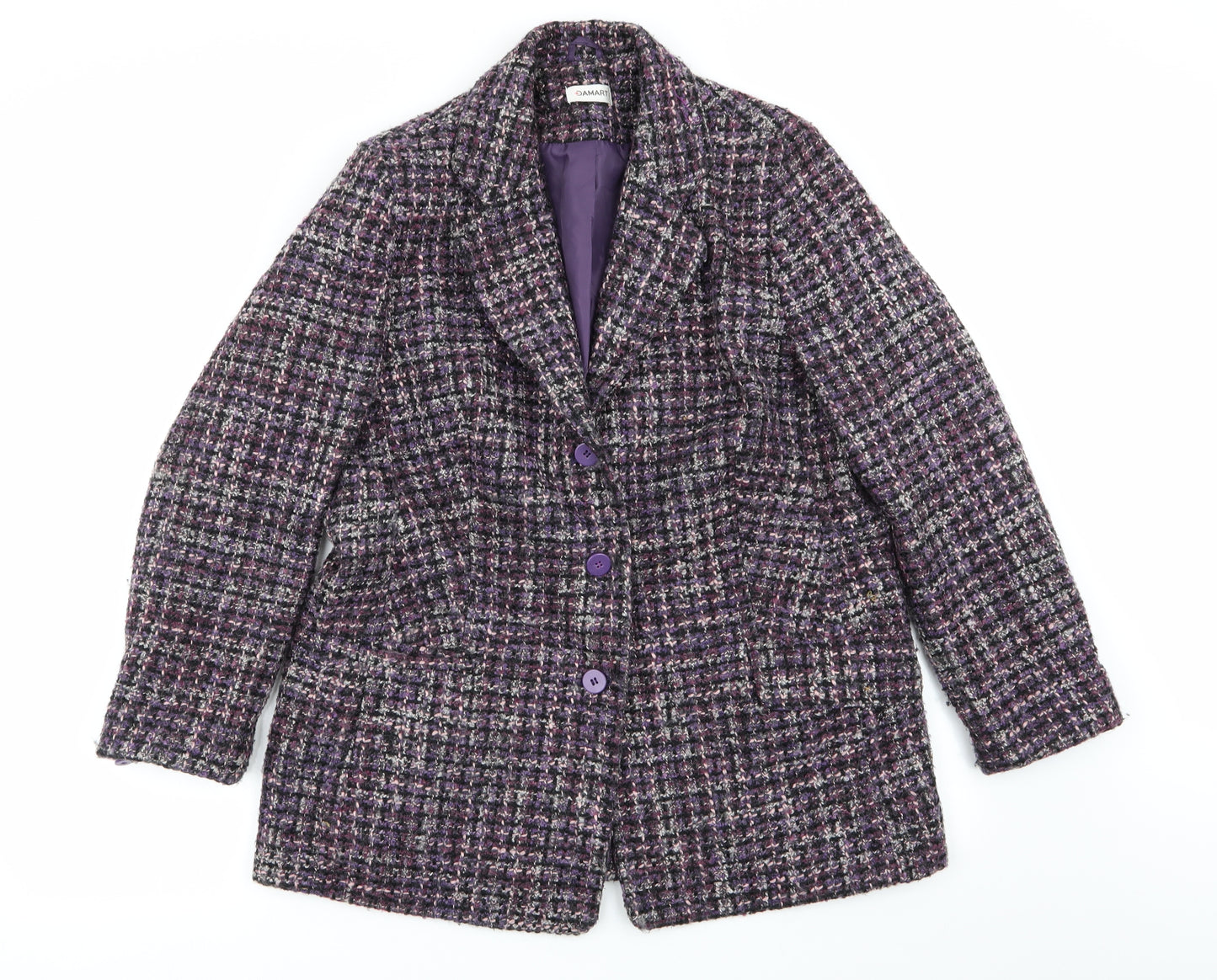 Damart Womens Multicoloured Geometric  Overcoat Coat Size 16