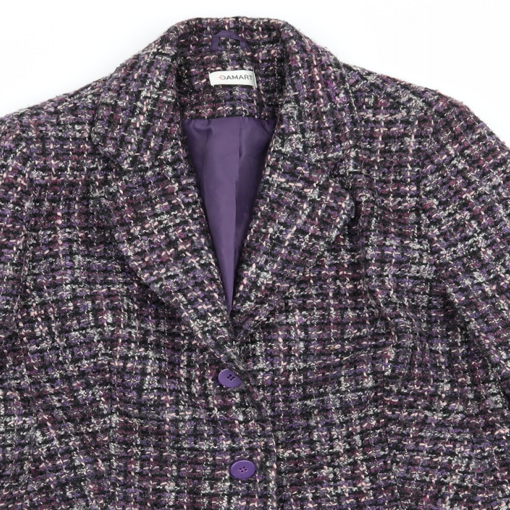 Damart Womens Multicoloured Geometric  Overcoat Coat Size 16