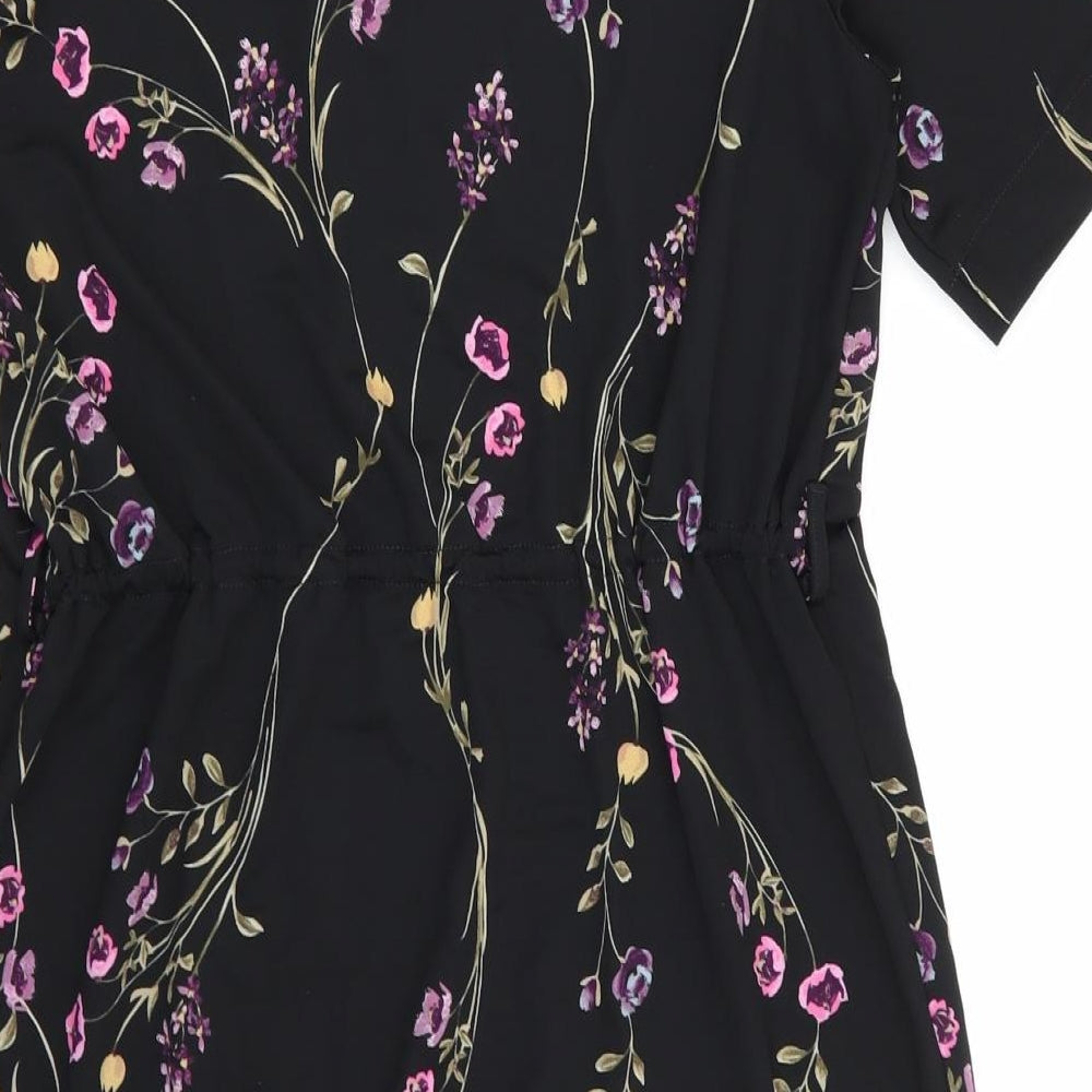 NEXT Womens Black Floral  Fit & Flare  Size 14