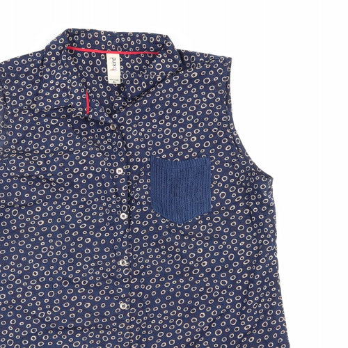 kind Womens Blue Geometric  Basic Button-Up Size XL