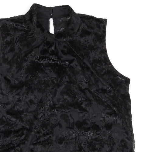 NEXT Womens Black Floral  Basic Blouse Size 10