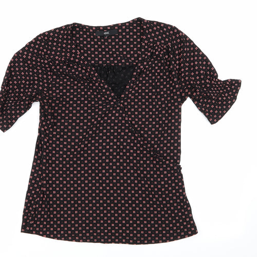 NEXT Womens Black Geometric  Basic Blouse Size 10
