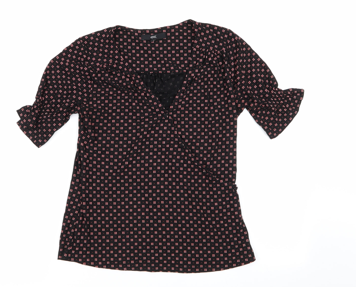 NEXT Womens Black Geometric  Basic Blouse Size 10