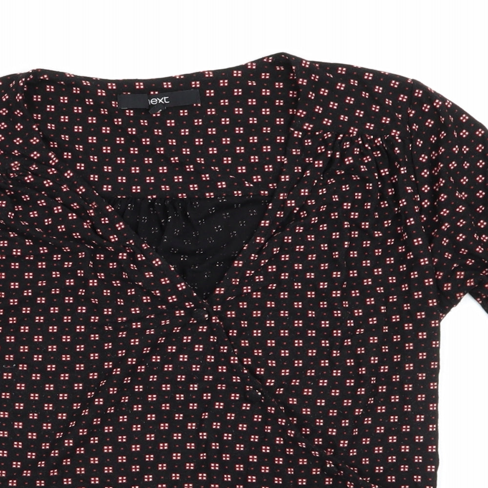 NEXT Womens Black Geometric  Basic Blouse Size 10