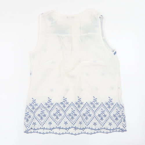 NEXT Womens White Floral  Basic Blouse Size 10