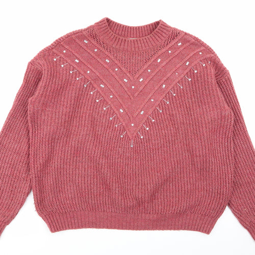 NEXT Womens Red Geometric  Pullover Jumper Size S