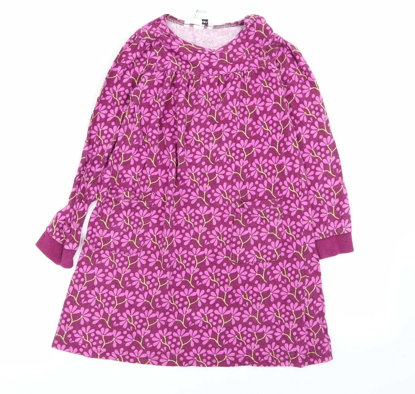 H&M Girls Purple Floral Ramie Fit & Flare  Size 8-9 Years