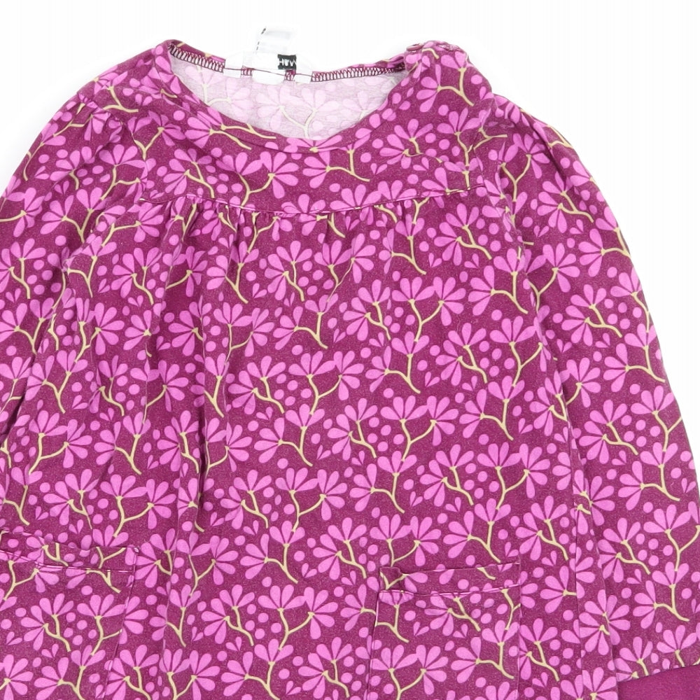 H&M Girls Purple Floral Ramie Fit & Flare  Size 8-9 Years