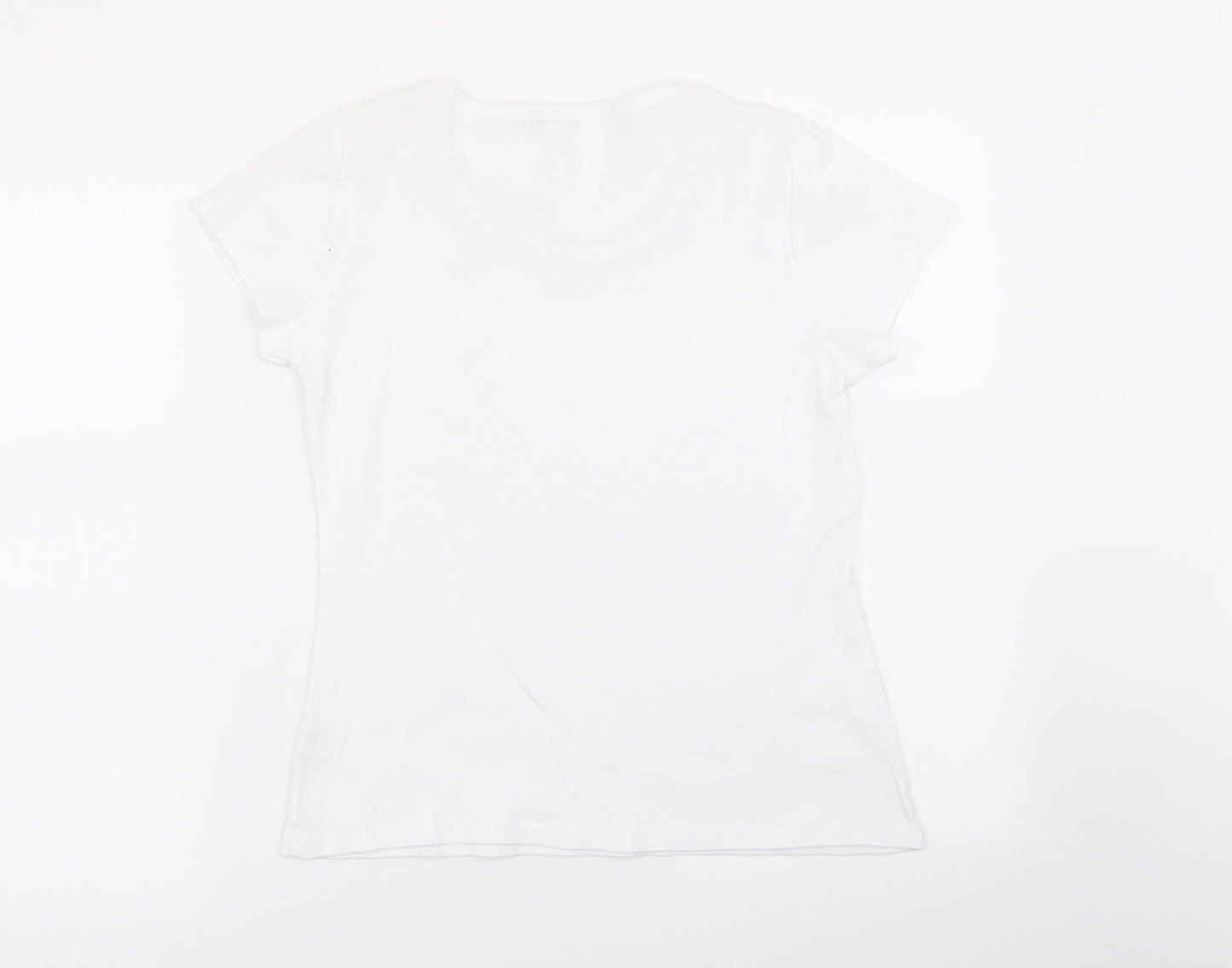 text Womens White   Basic T-Shirt Size S