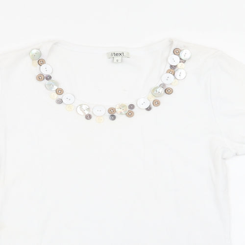text Womens White   Basic T-Shirt Size S
