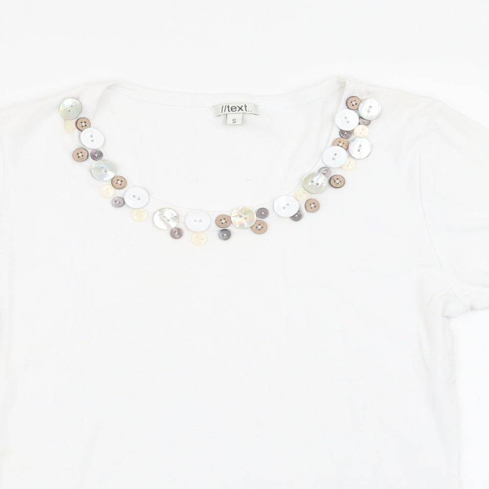 text Womens White   Basic T-Shirt Size S