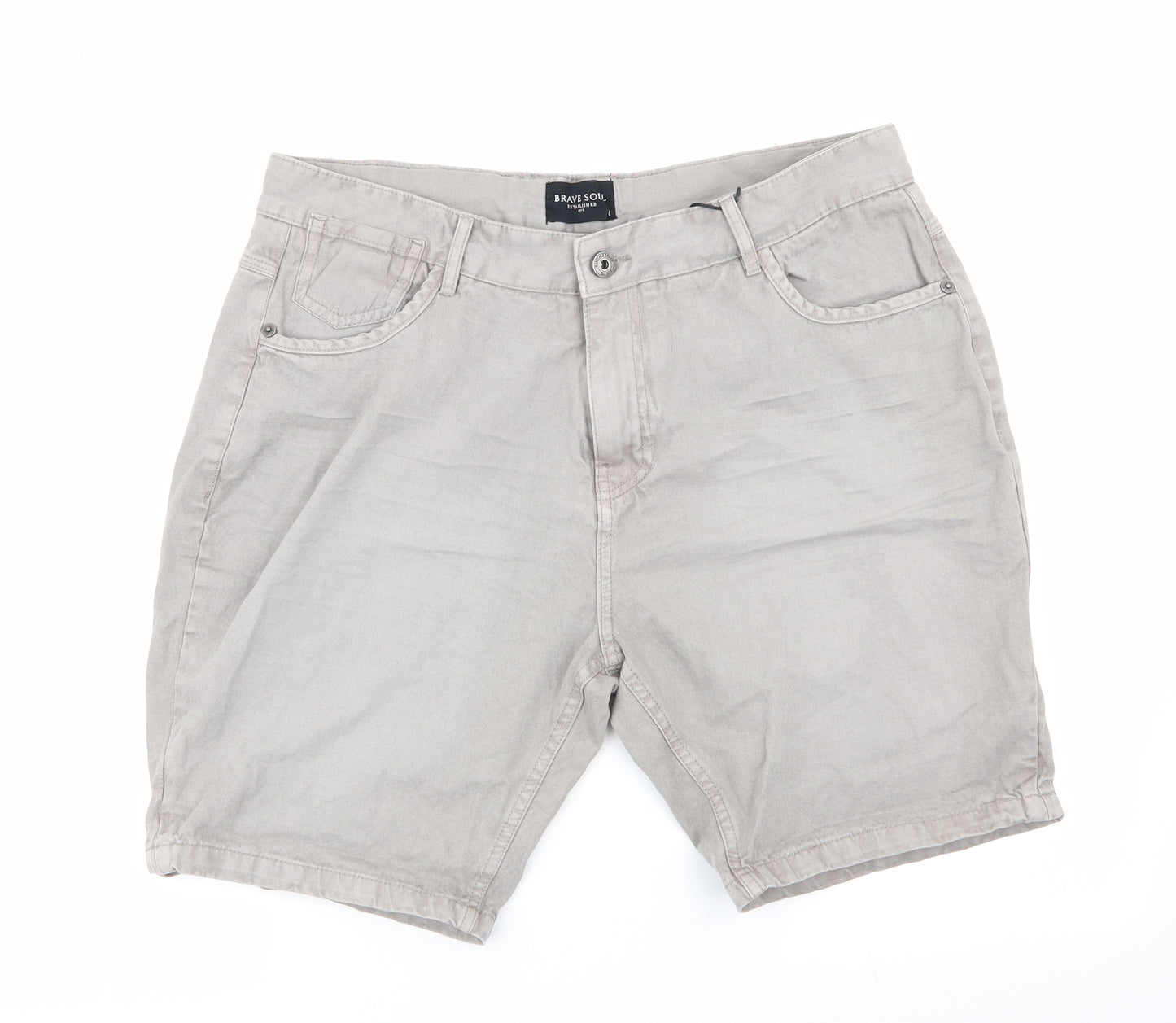 Brave Soul Mens Grey   Chino Shorts Size L