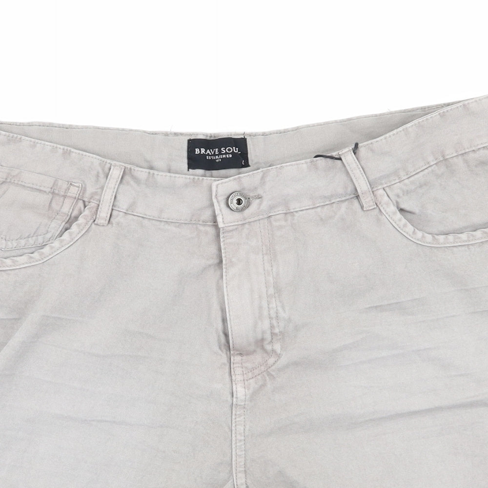 Brave Soul Mens Grey   Chino Shorts Size L