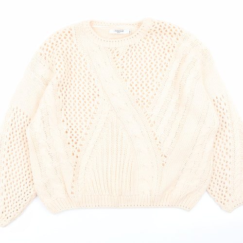 sweewe Womens Beige Geometric  Pullover Jumper Size S  - Size S-M