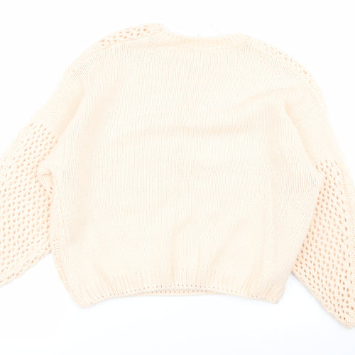 sweewe Womens Beige Geometric  Pullover Jumper Size S  - Size S-M