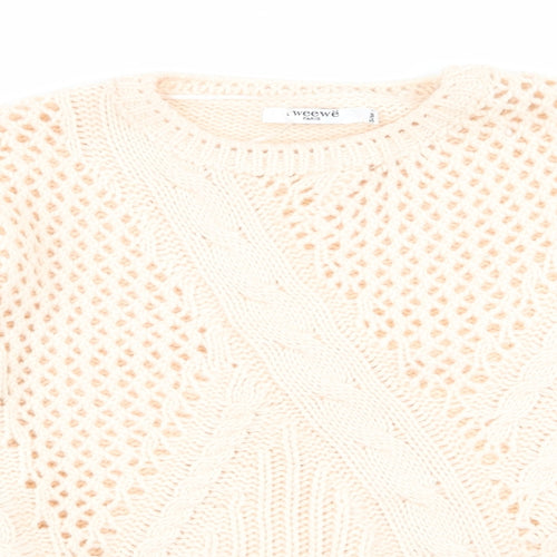 sweewe Womens Beige Geometric  Pullover Jumper Size S  - Size S-M