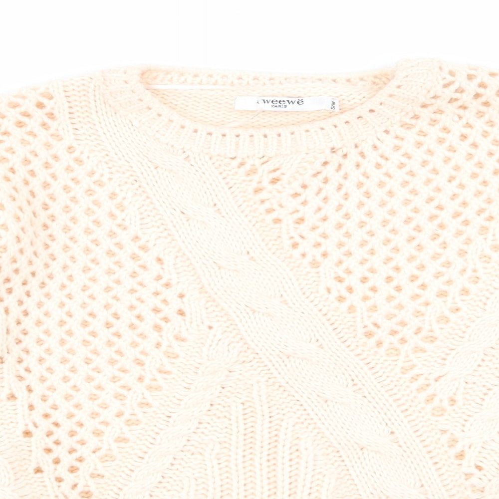 sweewe Womens Beige Geometric  Pullover Jumper Size S  - Size S-M