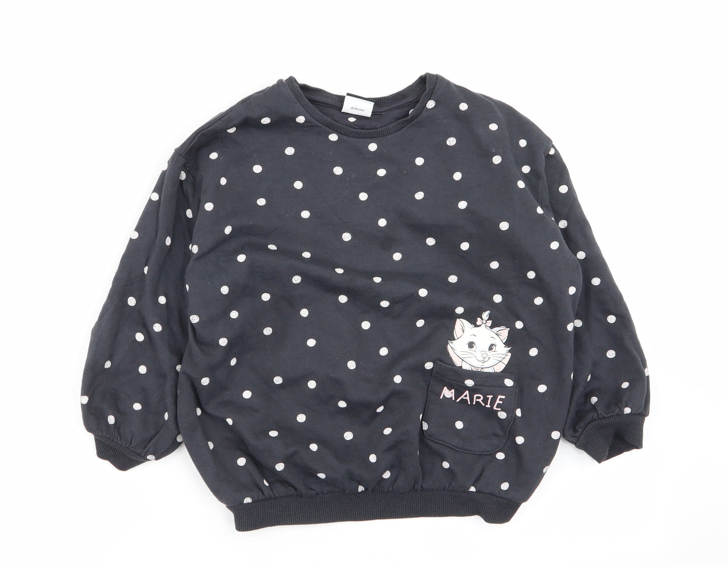 Asda George Girls Grey Polka Dot  Pullover Jumper Size 5-6 Years  - disney
