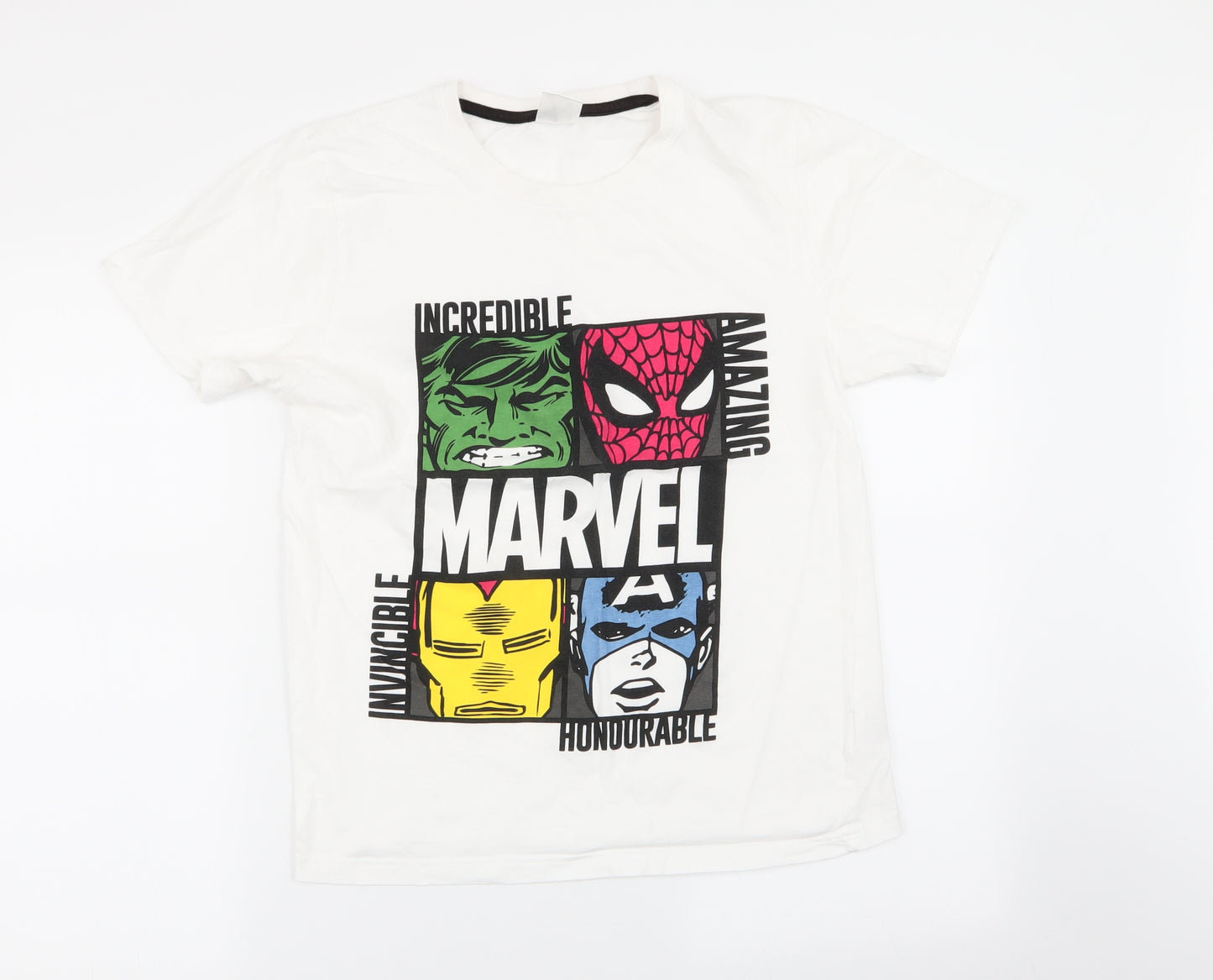 Marvel Mens White    T-Shirt Size S