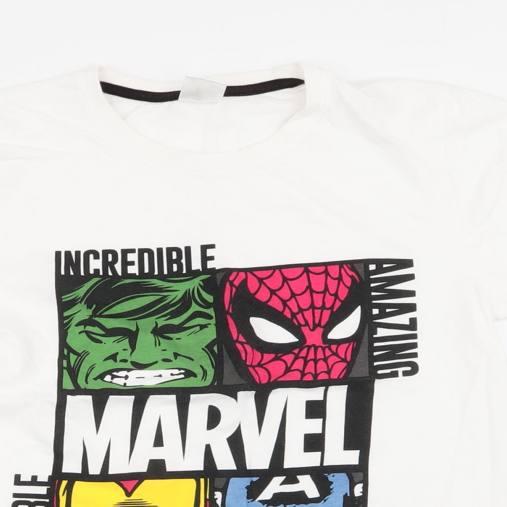 Marvel Mens White    T-Shirt Size S