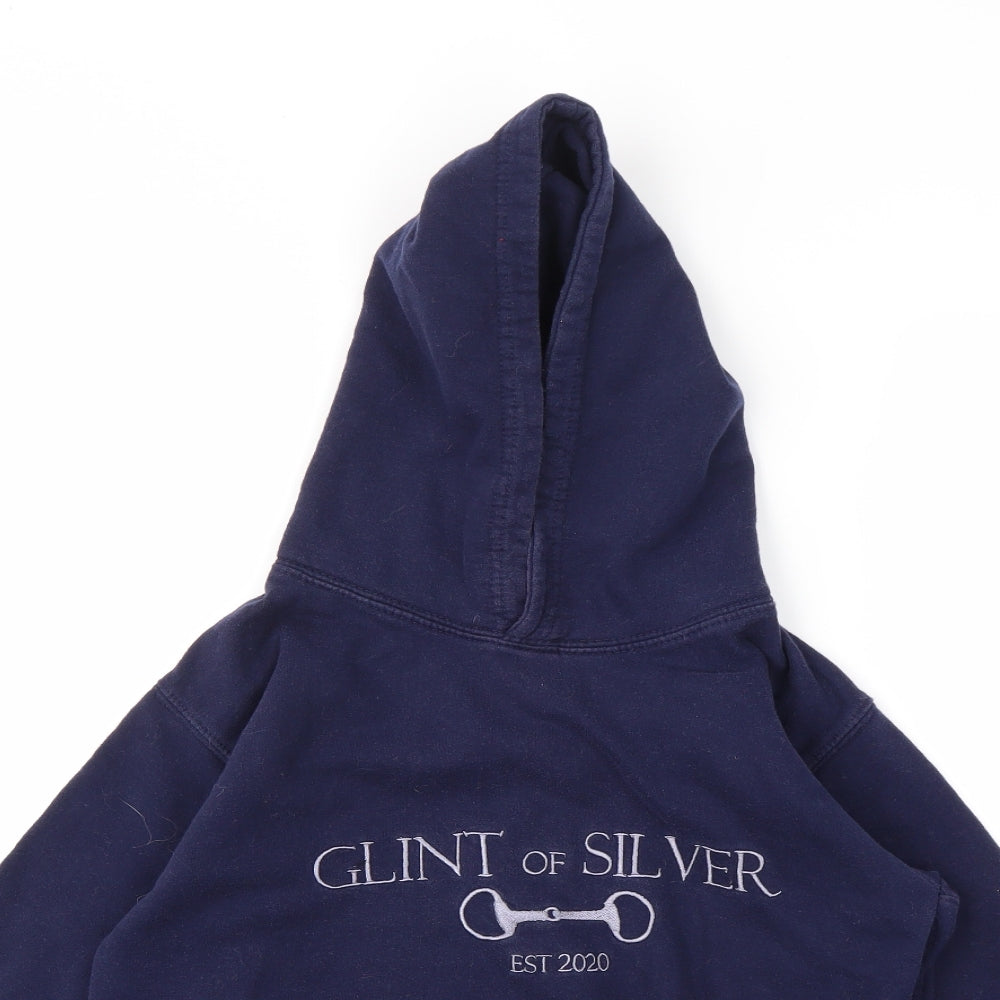 JUSTHOODS Boys Blue Geometric  Pullover Hoodie Size 12-13 Years