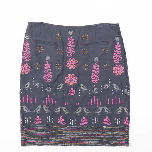 White Stuff Womens Blue Geometric  A-Line Skirt Size 12