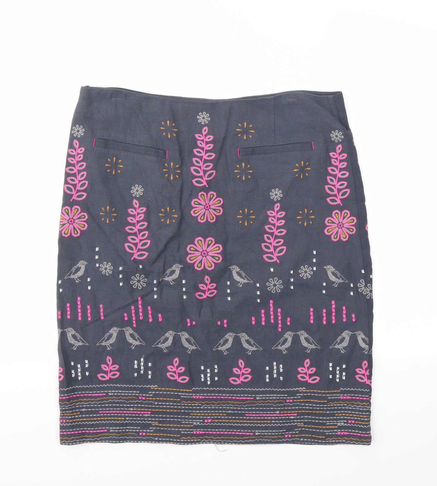 White Stuff Womens Blue Geometric  A-Line Skirt Size 12