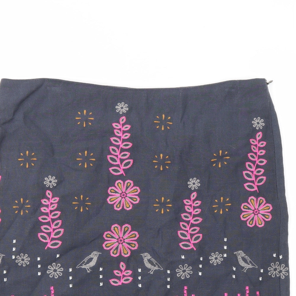 White Stuff Womens Blue Geometric  A-Line Skirt Size 12