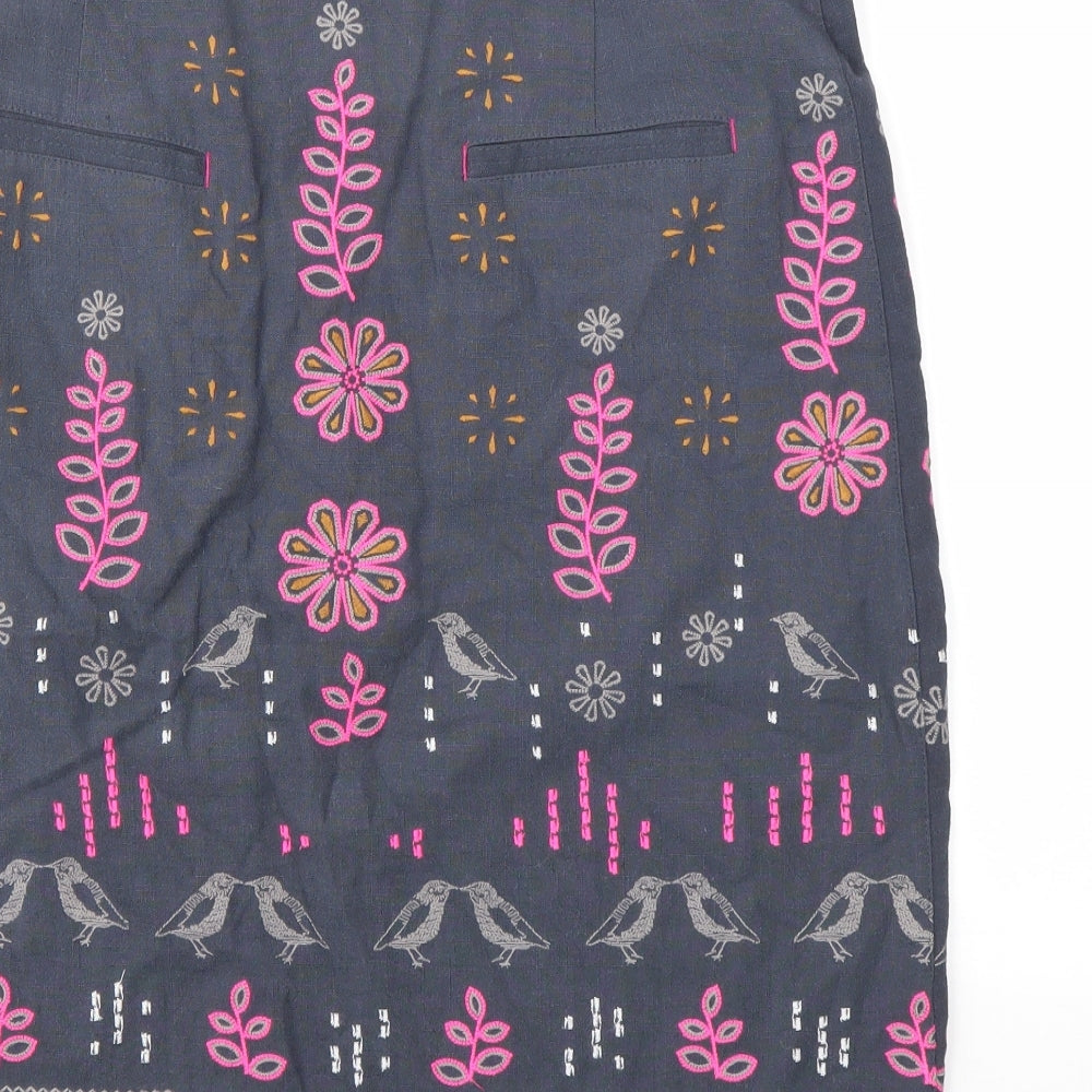 White Stuff Womens Blue Geometric  A-Line Skirt Size 12