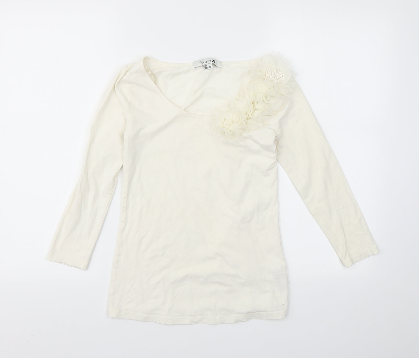 FOREVER 21 Womens Ivory   Basic T-Shirt Size S