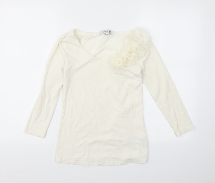 FOREVER 21 Womens Ivory   Basic T-Shirt Size S