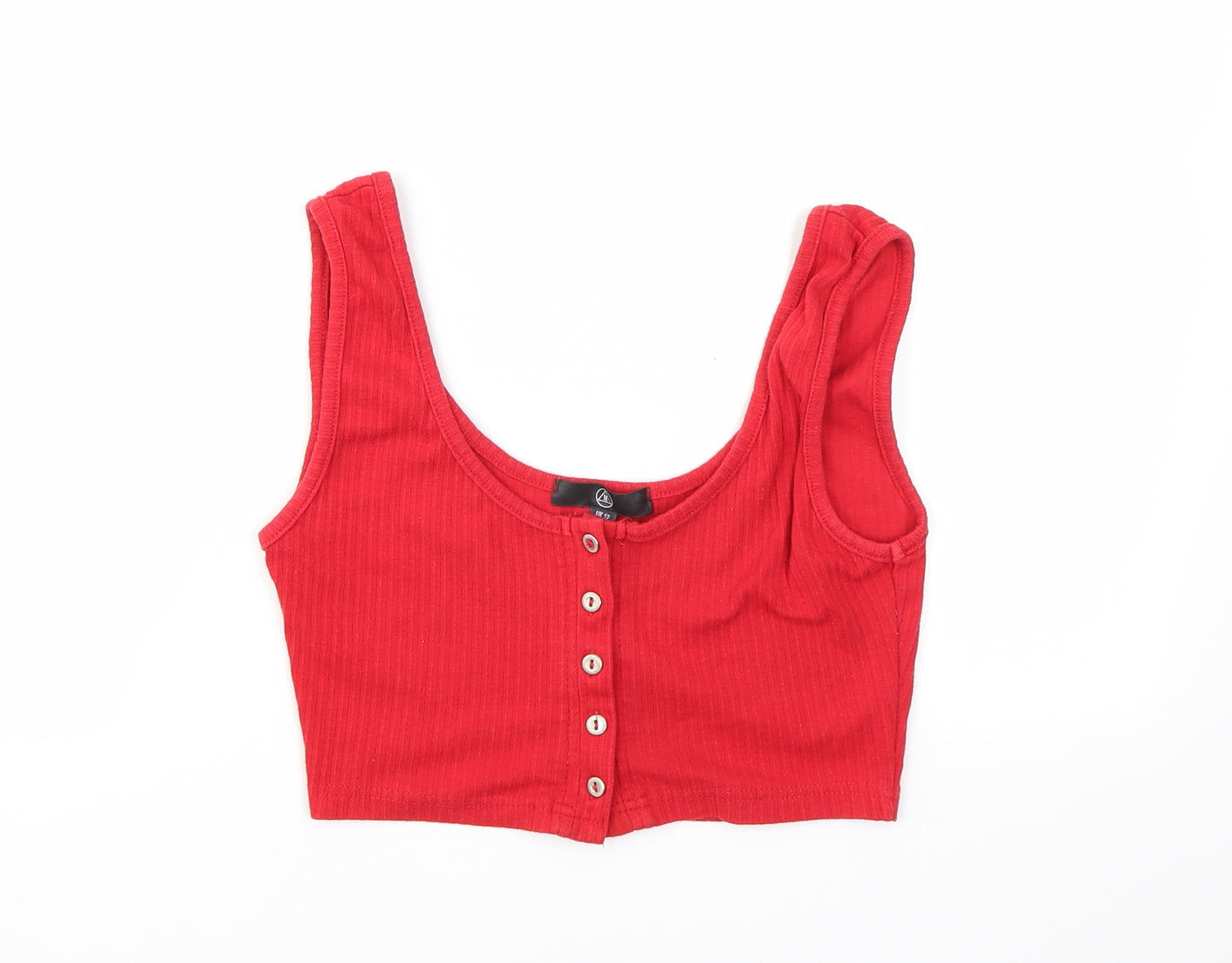 Missguided Womens Red Houndstooth  Basic T-Shirt Size 12