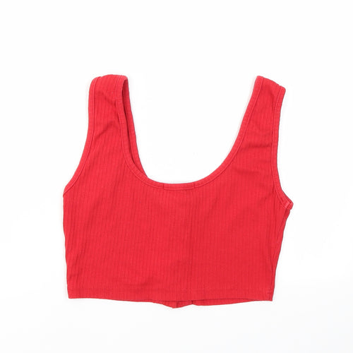 Missguided Womens Red Houndstooth  Basic T-Shirt Size 12