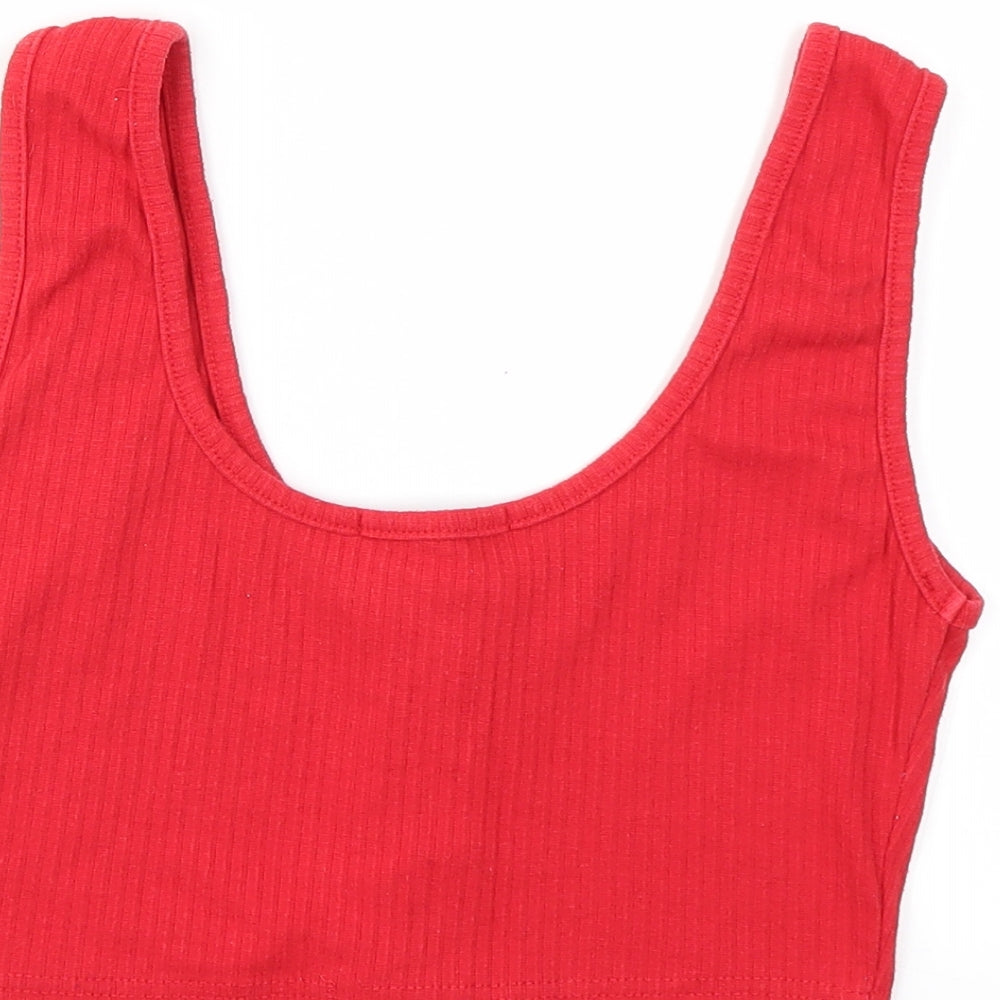 Missguided Womens Red Houndstooth  Basic T-Shirt Size 12