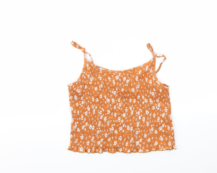 New Look Womens Orange Floral  Basic Polo Size 14