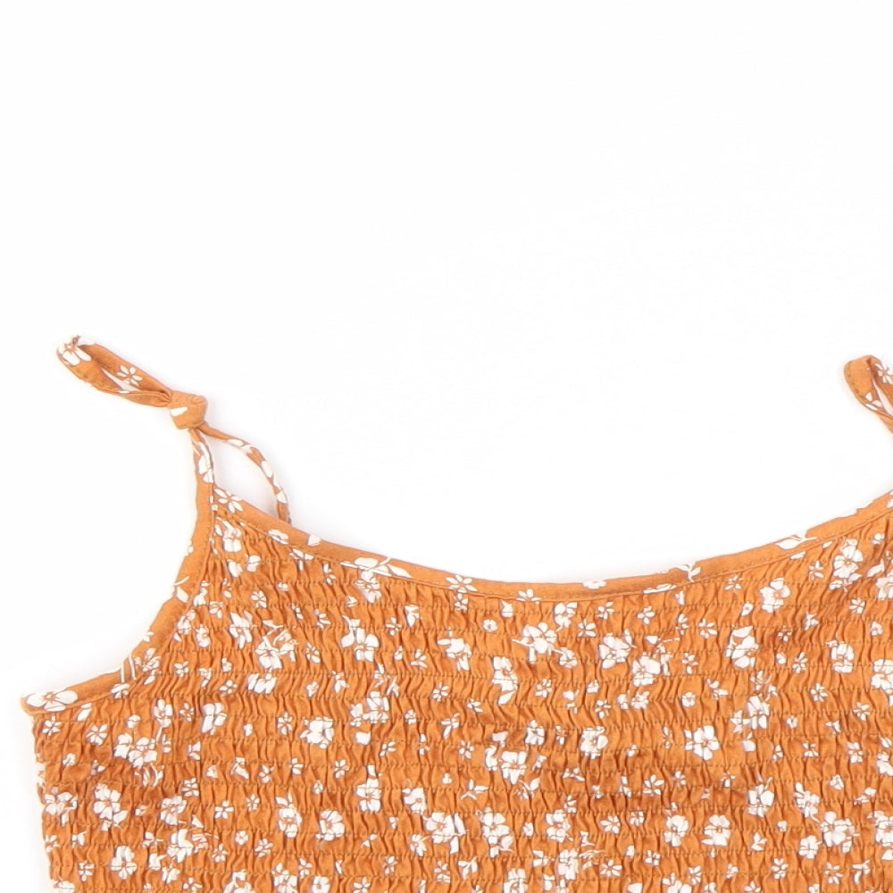 New Look Womens Orange Floral  Basic Polo Size 14