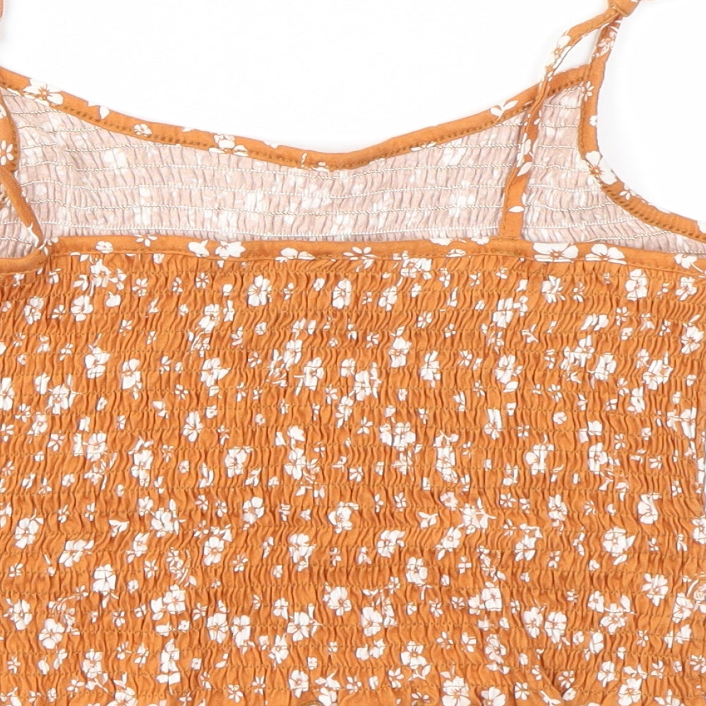 New Look Womens Orange Floral  Basic Polo Size 14