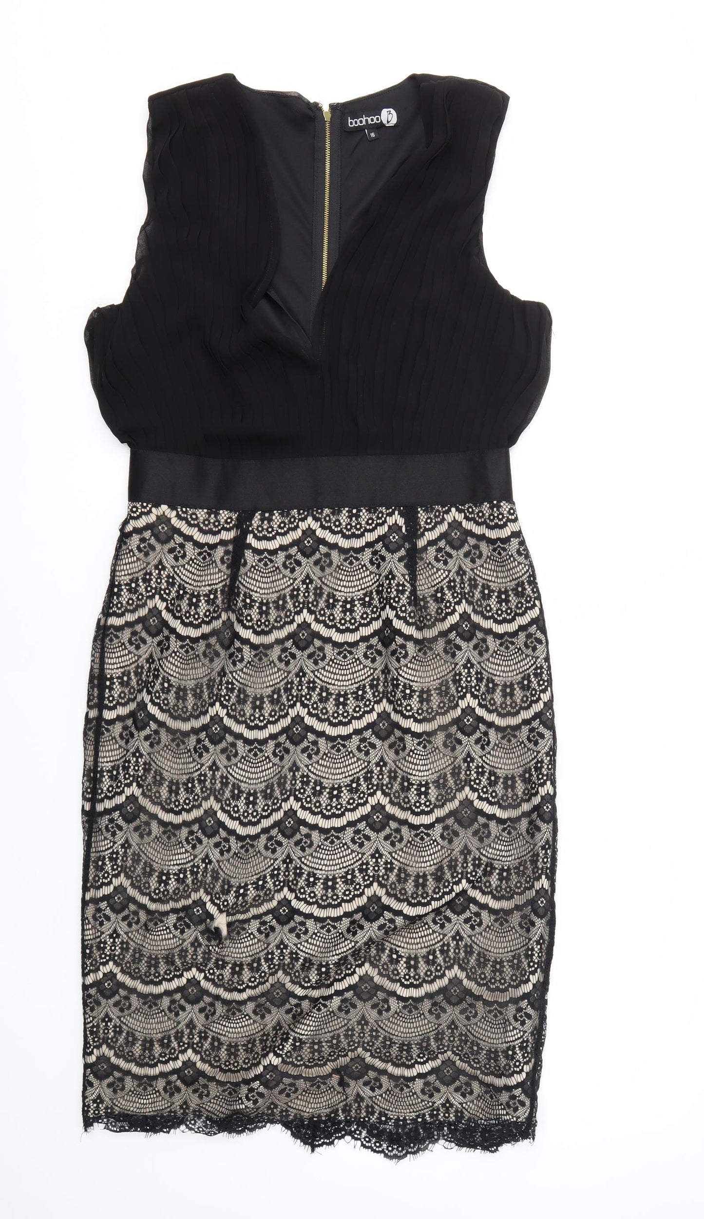 Boohoo Womens Black Geometric  Fit & Flare  Size 16