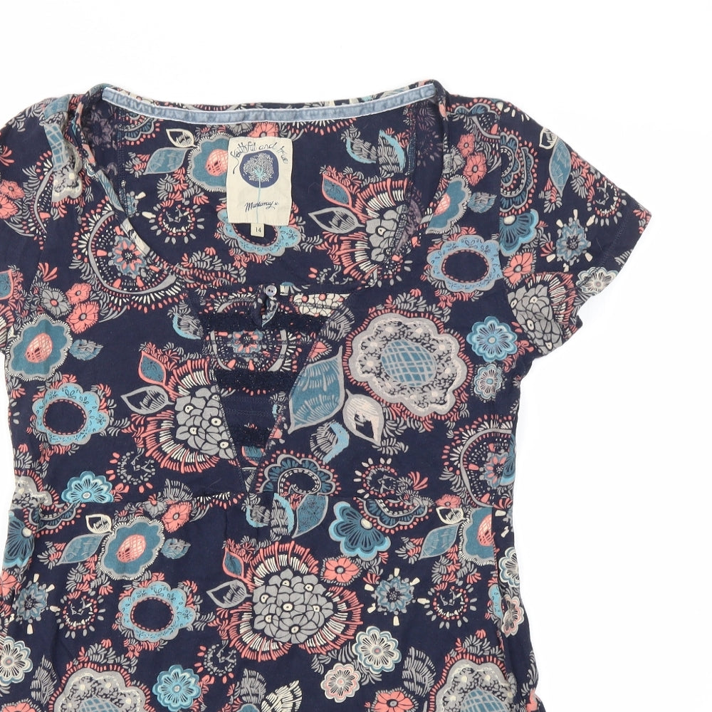 Debenhams Womens Multicoloured Geometric  Basic T-Shirt Size 14