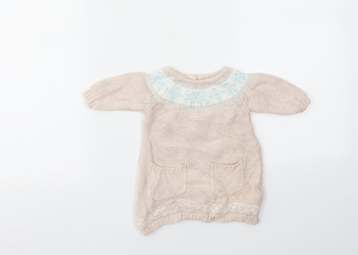 EARLY DAYS Girls Pink Geometric Pullover Jumper Size 0-3 Months